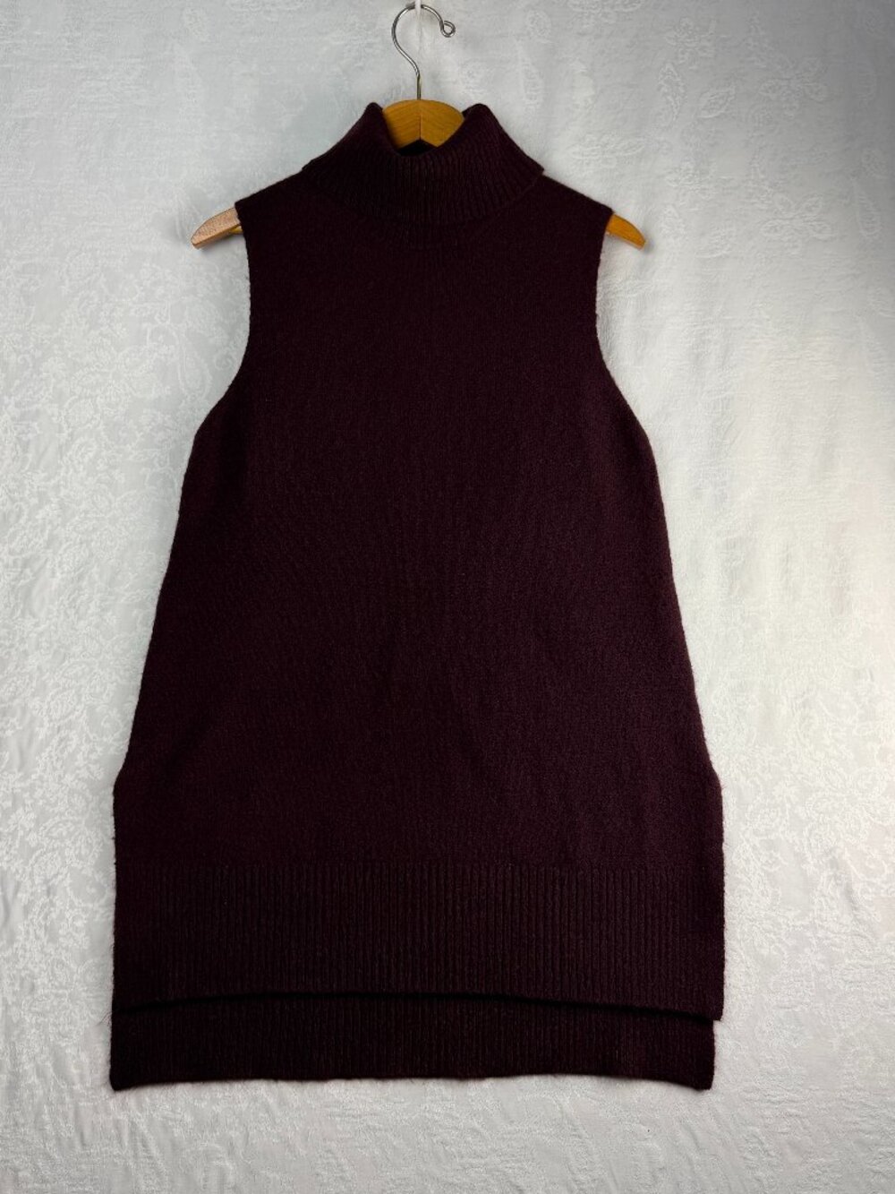 Cynthia Rowley Wool Mohair Blend Sleeveless Sweater Dress Womens Large Burgundy